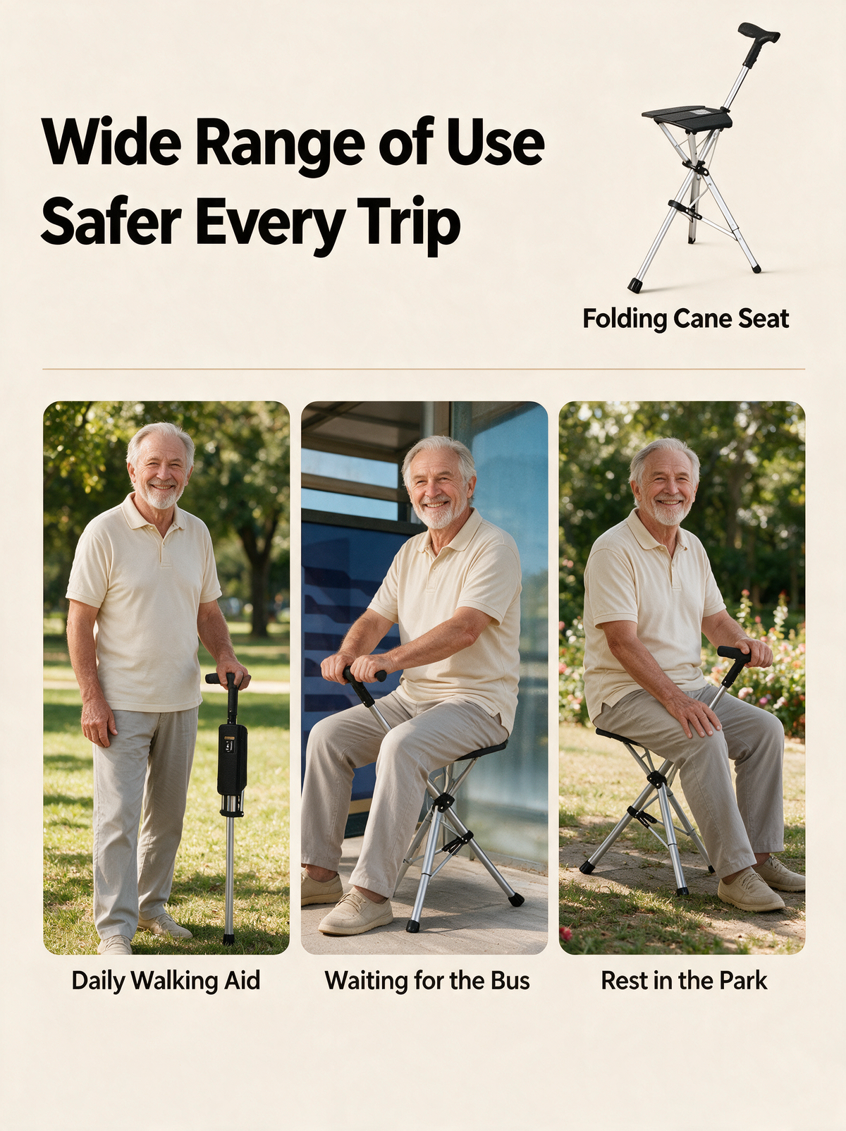 Walk Easy™  Folding Cane Seat