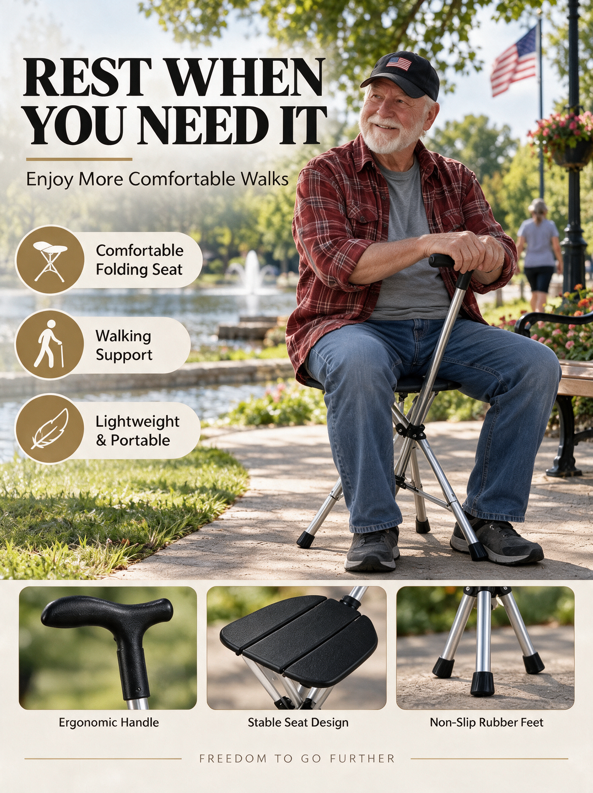 Walk Easy™  Folding Cane Seat