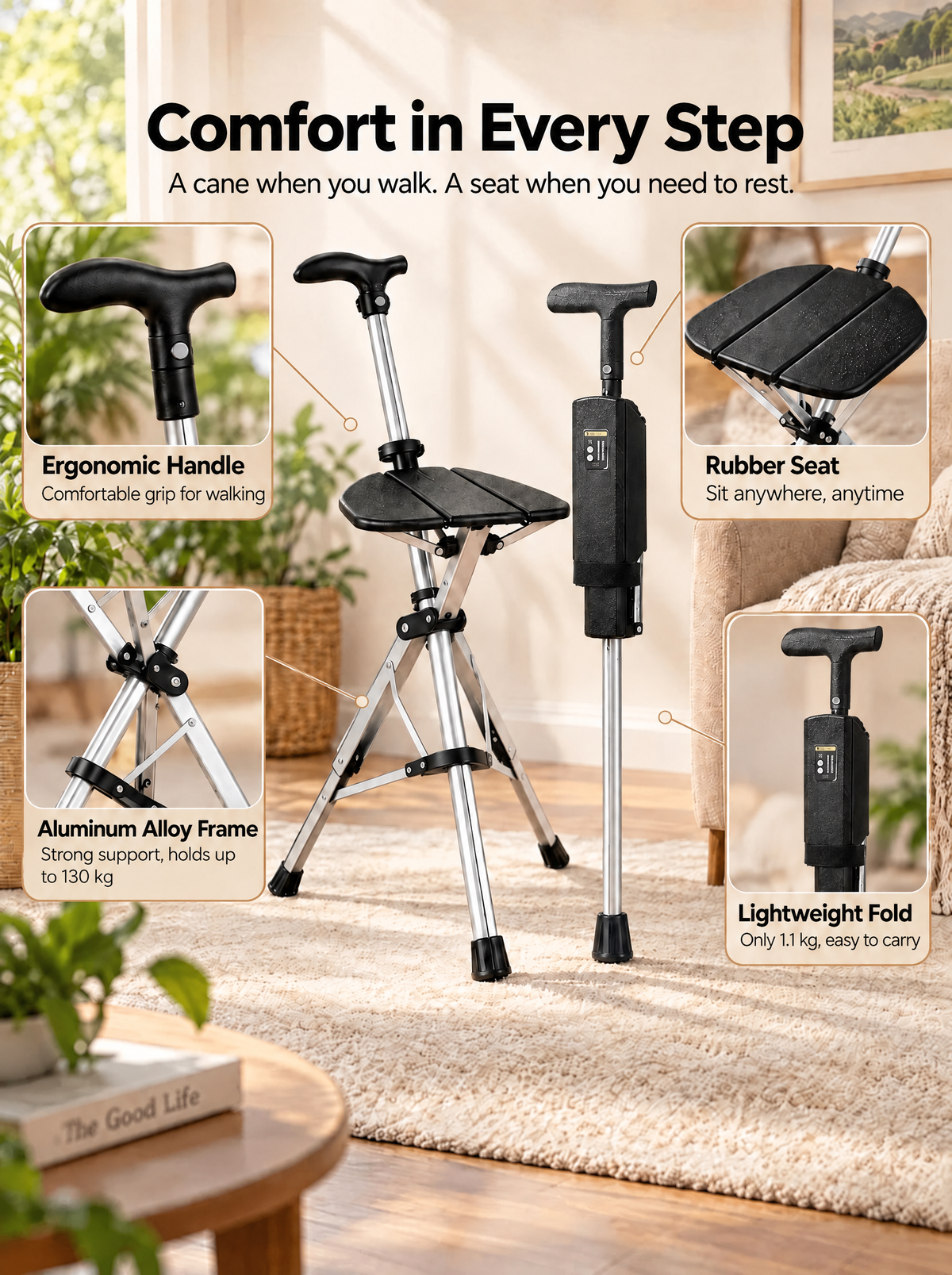 Walk Easy™  Folding Cane Seat